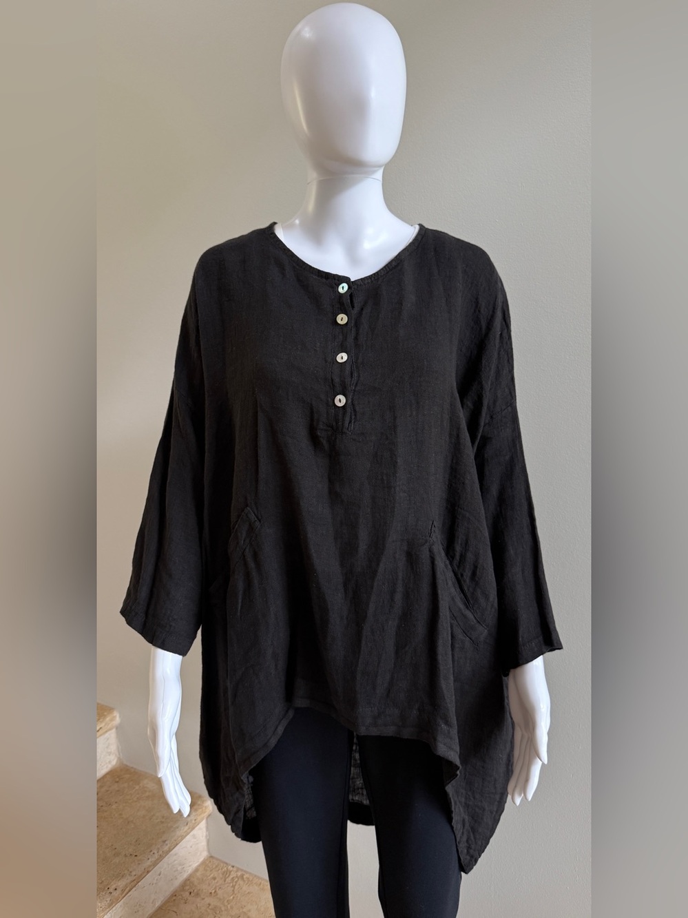 DEVITALIA Linen Top Blouse Tunic One Size
